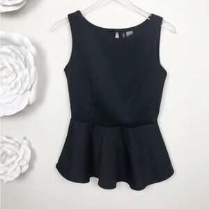 BISOU Bisou Black Sleeveless Peplum Blouse Size Small